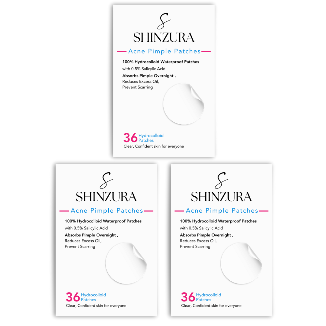 Shinzura Acne Pimple Patches - 36 patches - ( pack of 3 ) - 100% Hydrocolloid & 0.05% Salicylic Acid | Fast Healing & Invisible | Unisex Skincare | Invisible Facial Stickers Cover with Waterproof Patches (Copy) (Copy)