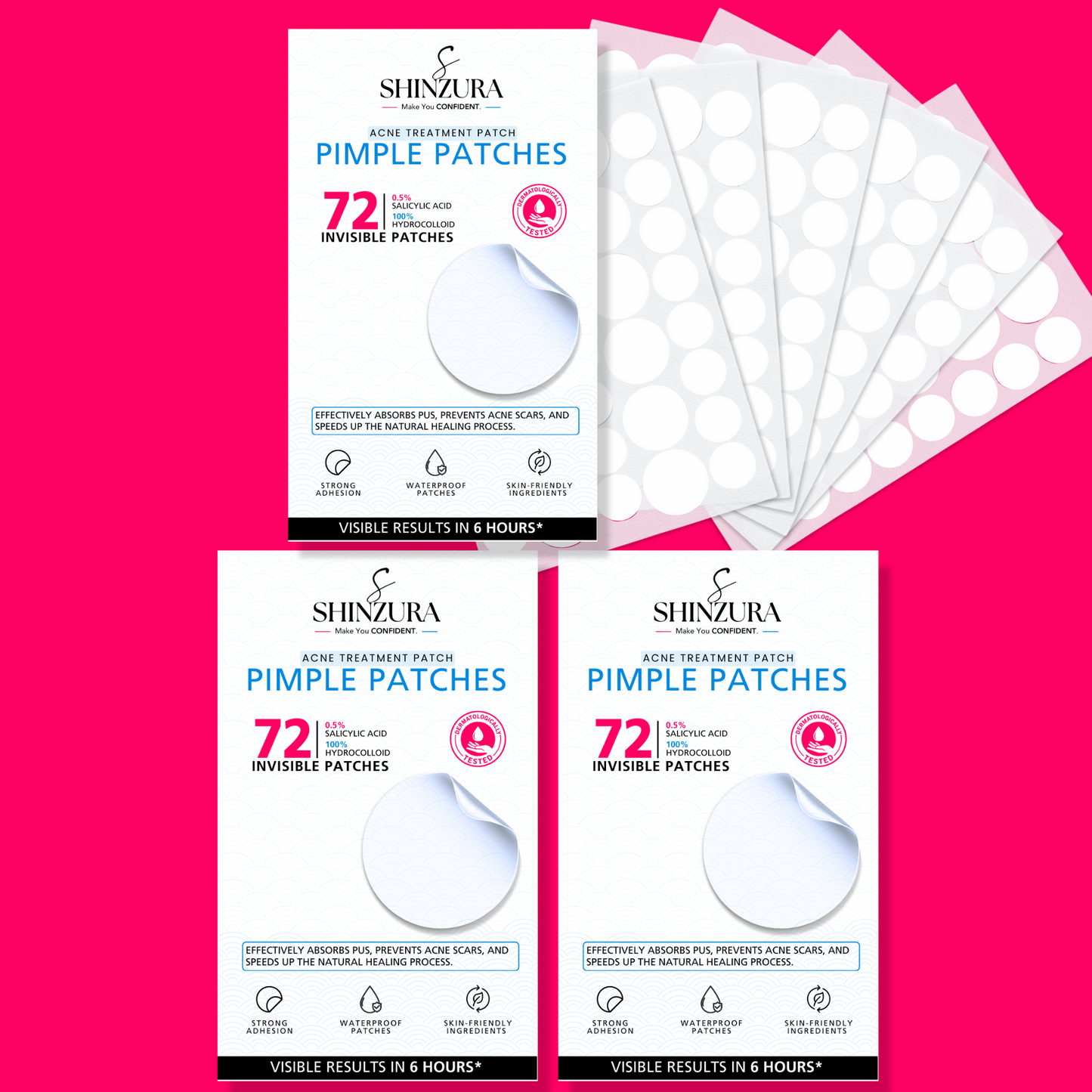 Shinzura Pimple Patches 72 Count – Invisible Hydrocolloid Acne Treatment