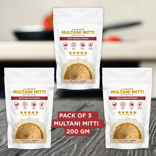 Shinzura Multani Mitti Powder Pack of 3 (200g Each) | 100% Natural Skin Care