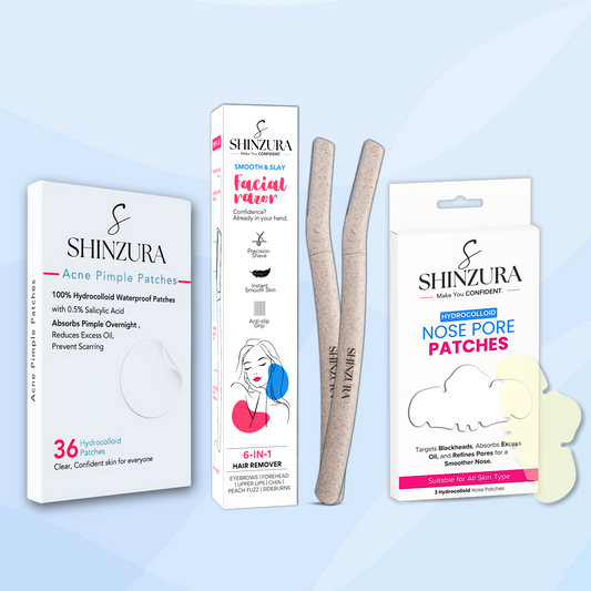 Shinzura Acne Patch + Facial Razor + Nose Pore Patch Combo