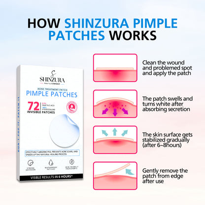 Shinzura Hydrocolloid Acne Patches with Salicylic Acid – 72 Dots