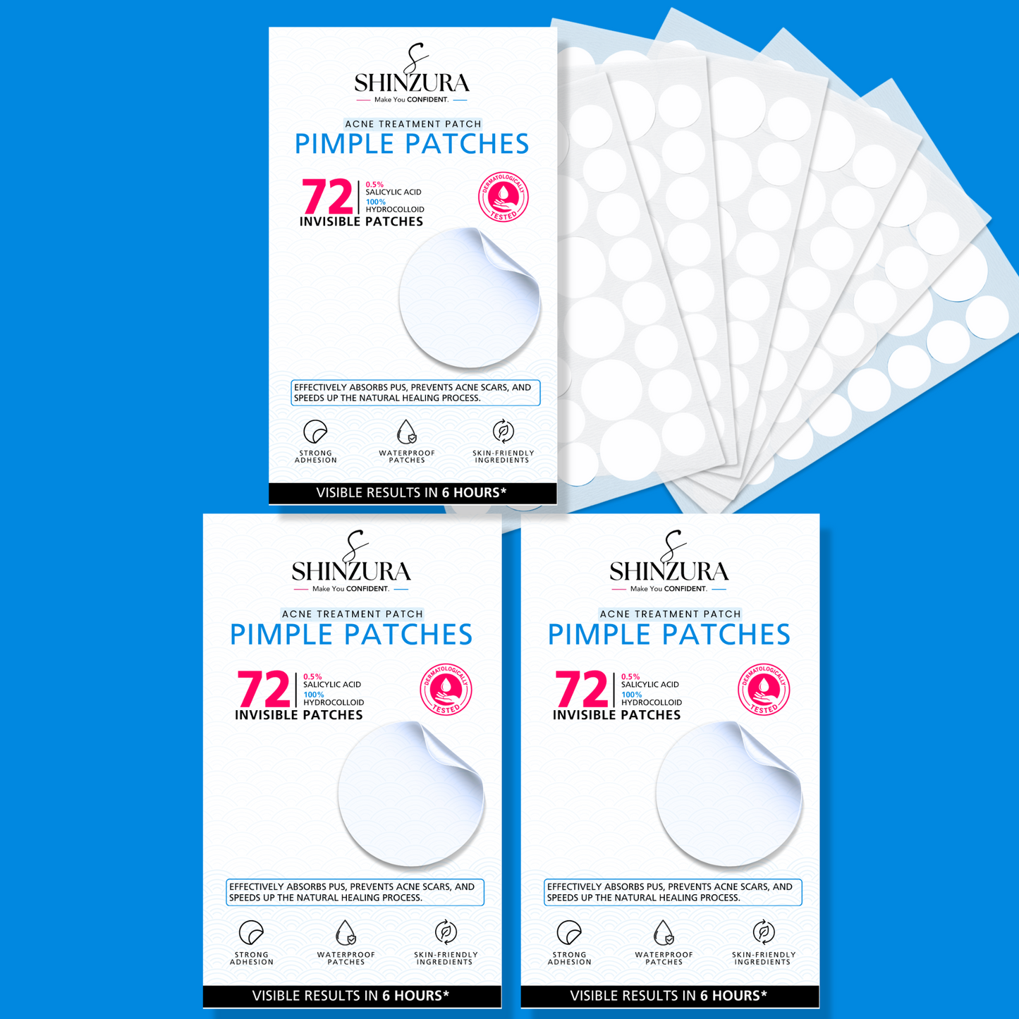 Shinzura Pimple Patches – 72 Invisible Hydrocolloid Acne Patches