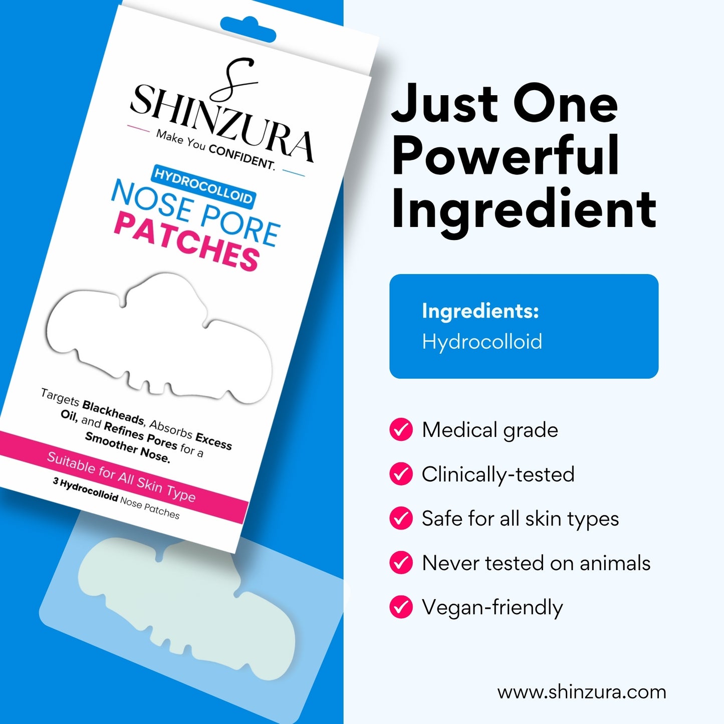 Shinzura Hydrocolloid Nose Pore Patches for Blackheads & Oil Control - pack of 30 srtrips ( 10 box x 3 strips ) for Retail shops