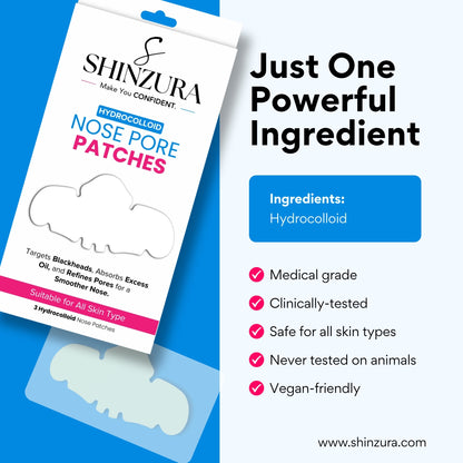 Shinzura Hydrocolloid Nose Pore Patches for Blackheads & Oil Control - pack of 30 srtrips ( 10 box x 3 strips ) for Retail shops