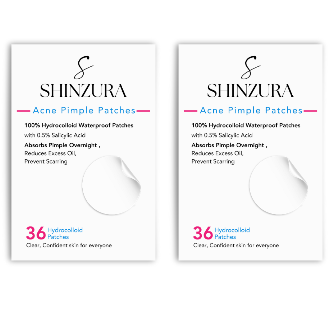 Shinzura Acne Pimple Patches - 36 patches - ( pack of 2 ) - 100% Hydrocolloid & 0.05% Salicylic Acid  | Fast Healing & Invisible | Unisex Skincare | Invisible Facial Stickers Cover with Waterproof Patches (Copy)