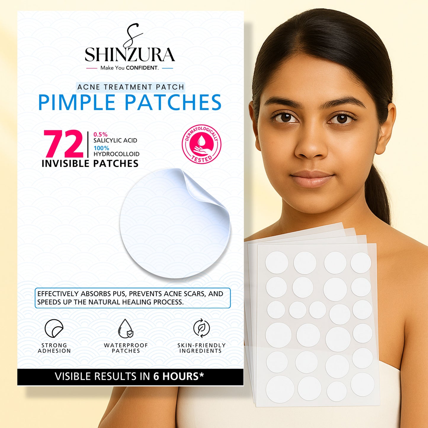 Shinzura Acne Pimple Patches with Salicylic Acid – 72 Hydrocolloid Patches