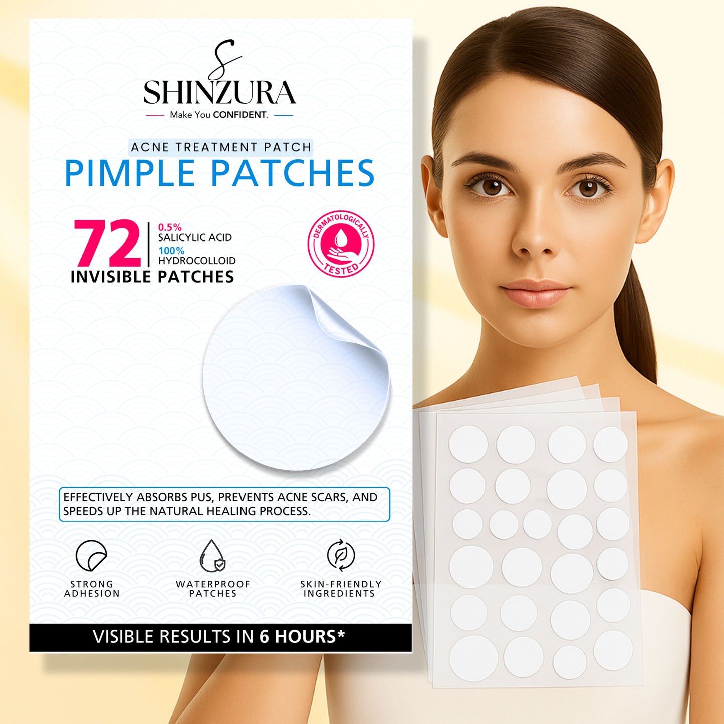 Shinzura Acne Pimple Patches with Salicylic Acid – 72 Invisible Patches