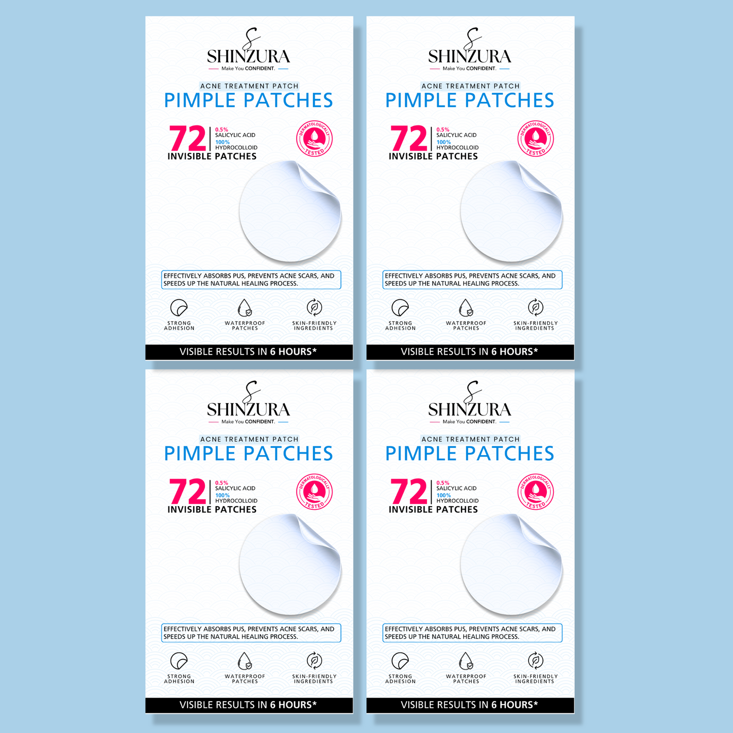 Shinzura Acne Pimple Patches – 72 Invisible Hydrocolloid Patches