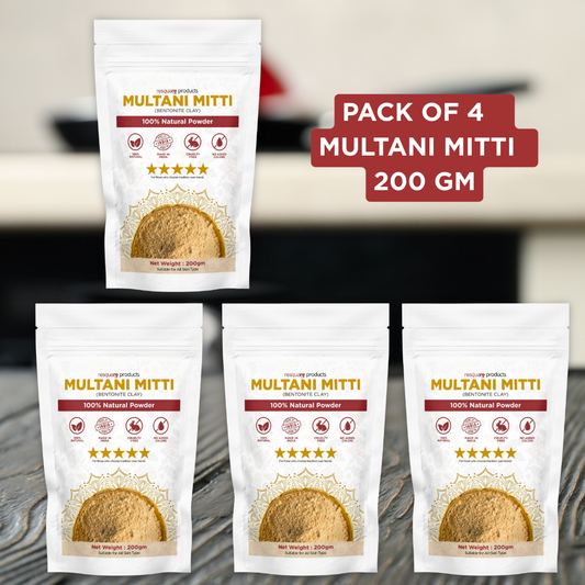 Shinzura Multani Mitti Powder Pack of 4 (200gm Each) | 100% Natural Face & Skin Care