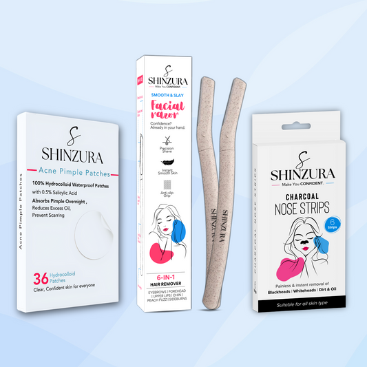 Shinzura Clear Skin Combo – Pimple Patches + Razor + Nose Strips
